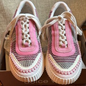 Dolce Vita Pink and Cream Woven Sneakers